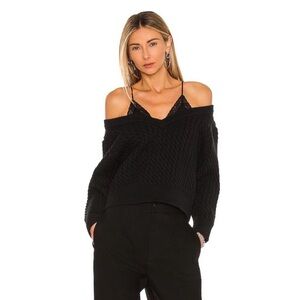 Alexander Wang | Bi Layer V-Neck Pullover in Black Size M